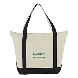 12 OZ. COTTON CANVAS ZIPPERED TOTE